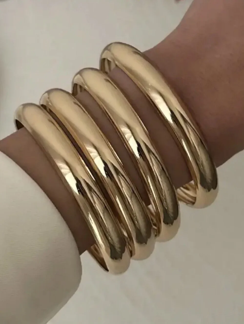 Gold Chunky Coil Bangle Bracelet - Picture 2 of 3